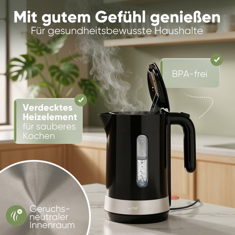CLATRONIC kettle WK 3840, cordless, 1.8 L, black